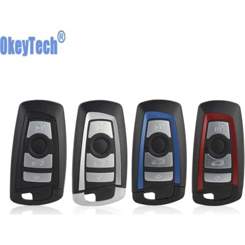 OkeyTech for Bmw Remote Car Key Cover Case Shell Blue Red for BMW E40 E60 E39 F10 F30 F46 X5 1 3 5 4 Button & Emergency Key