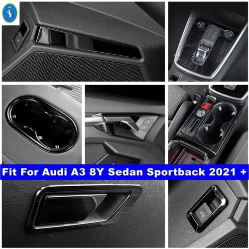 Black Brushed Interior Refit Kit Inner Door Panel / Handle Bowl / Gear Box Panel Cover Trim For Audi A3 8Y Sedan Sportback 2021