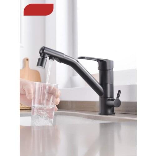 Dual function three-way water filter black kitchen faucet 3-way function filling machine