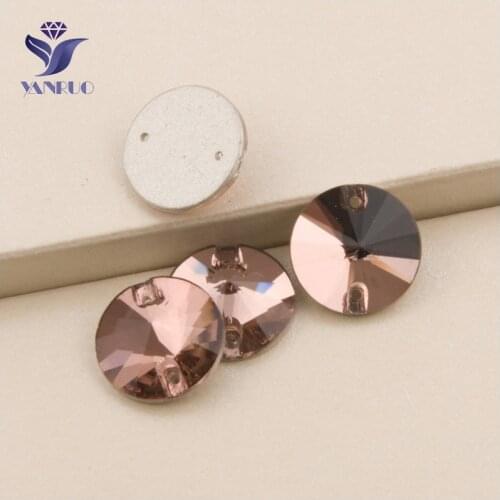 YANRUO 3200 All Sizes Lt.Smoked Topaz Sew On Crystal Rhinestone Rivoli Flatback Strass Sewing Beads