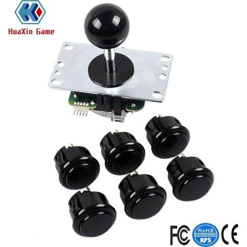 Denshi Japan JLF-TP-8YT Black Ball Top Handle OBSF-30 Push Buttons Arcade Joystick Part 4 & 8 Way Adjustable - Hori Fight Stick