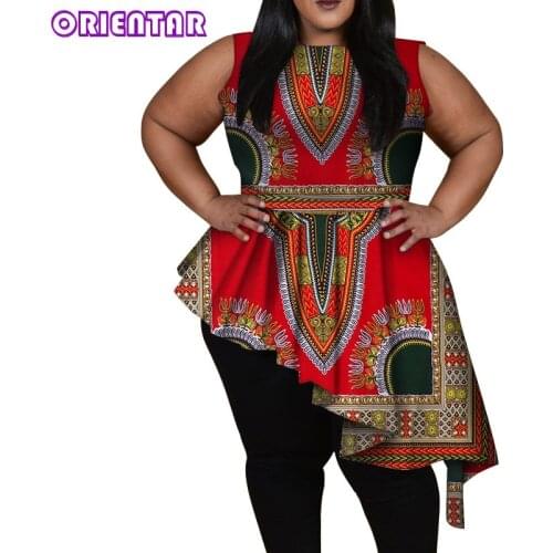 Classic African Tops for Women African Shirt Women Dashiki Shirt Traditional African Wax Print Cotton Bazin Riche Blouses WY6045