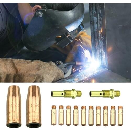 14Pcs MIG Welding Machine Accessories Kit 0.035'' Contact Tips Gases Nozzles Diffusers Replacement Lincoln 100L & Tweco Mini/#1