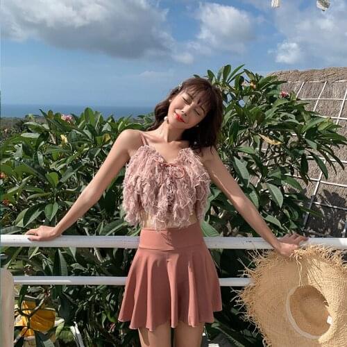 Swimwear For Teenagers Korean Plus Size Swimsuit Badpak Two Pieces 2020 Women Separate Tankini Maio Feminino Praia Maillot De