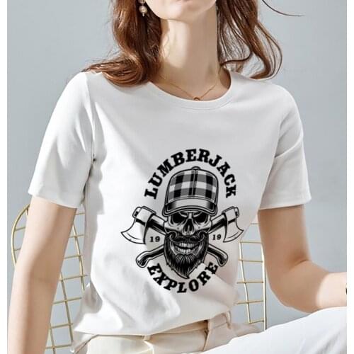 Summer Womens Popular Pirate Skull Printed Shirt Sports and Leisure Breathable Travel O-neck T-shirt Street Fashion Ladies Tops