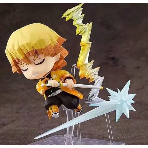 Demon Slayer Cute Zenitsu Agatsuma 1334 Q Version Action Figure Collectible Model Toy Cute Collect Gift 10cm