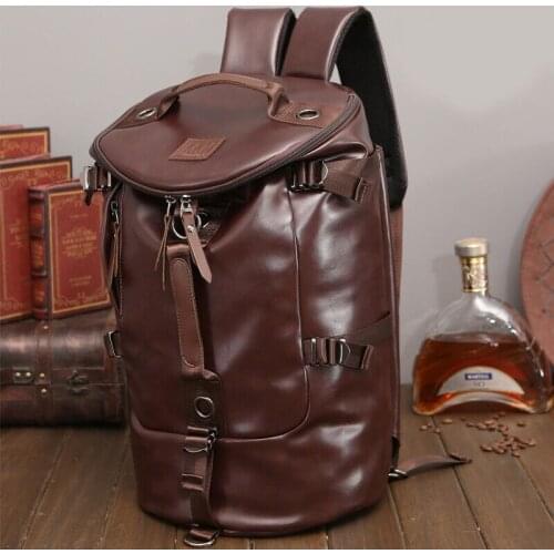 Men Vintage Leather Travel Backpack Luggage Duffle Bag Weekend Overnight Handbag