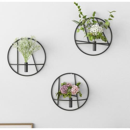 New Nordic Metal Iron Wall Hanging Decor Shelf Geometric Round Candle Holder Wall Decoration Living Room Decorative Shelf
