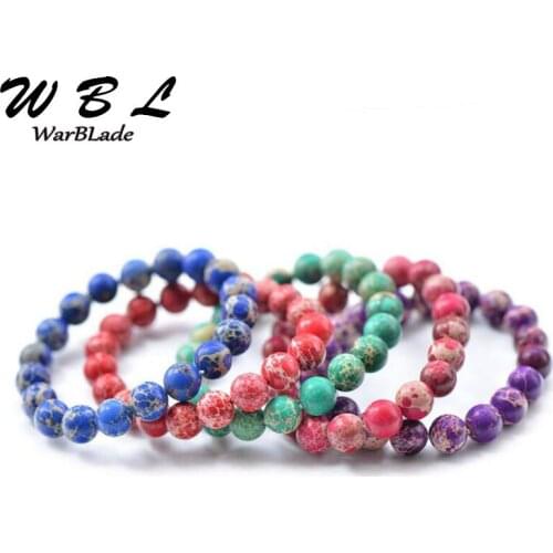 New Natural Emperor Stone Bracelets Red Blue Green Purple imperial Stone Beaded Stretch Bracelets Bangles For Men Women 2019