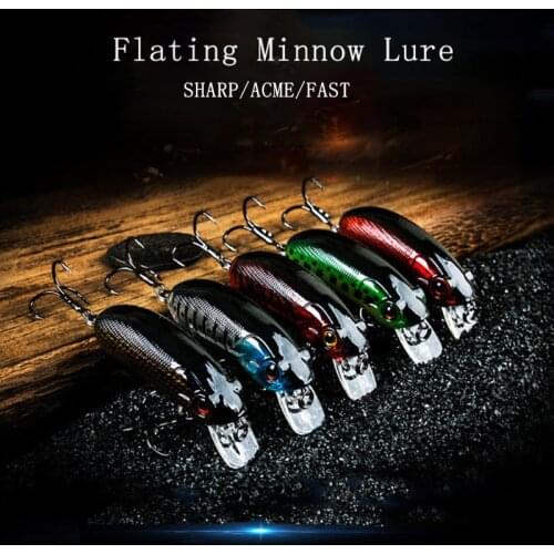 OOURBEST 6cm/10g Far Throw Minnow Luya Hard Bait Bionic Cocked Mouth Fishing Lure With Blood Groove Hook