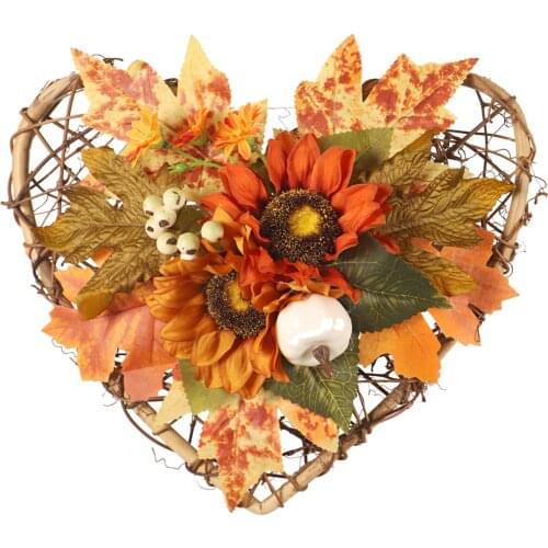 Halloween Fall Pumpkin Mickey Wreath for Front Door with Pumpkins Artificial Maples Sunflower Autumns Harvest Holiday Home Decor
