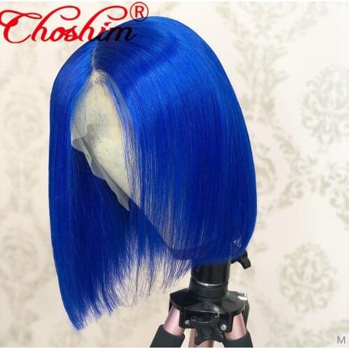 Pink Bob Lace Front Wigs Human Hair 13X4 Pre Plucked Blue Pink Ombre Short Bob Wigs For Black Women Brazilian Remy