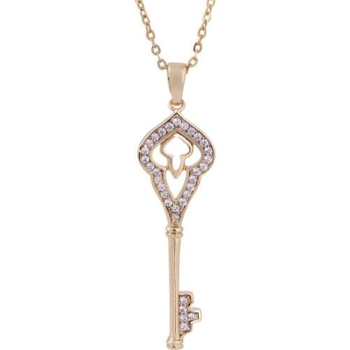 Popular 925 Silver Mosaic Zircon Key Pendant Trendy Chain Necklace Fashion Charm Personality Jewelry Accessories