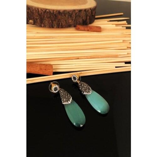 Dr stone natural stone handmade with Cats Eye stone gold plated Earrings KTD 439799427