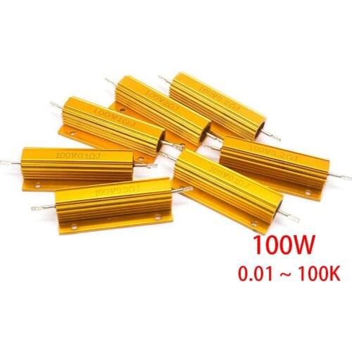 100W Aluminum Power Metal Shell Case Wirewound Resistor 0.01 ~ 100K 0.05 0.1 0.5 1 2 4 6 8 10 20 100 150 200 300 500 1K 10K ohm