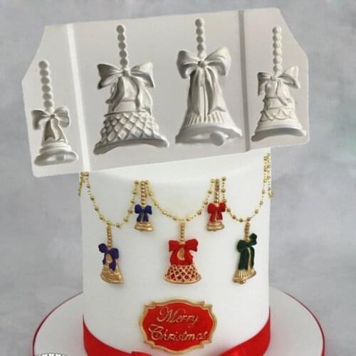 Christmas Bells Shape Fondant Cake Silicone Mold Candy Cookies Cupcake Molds Cake Decorating Tools Baking Biscuits Mould