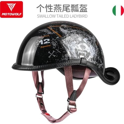 MOTOWOLF Universal Electric-Bike/Motorcycle Helmet Riding Half Helmet Retro Dovetail Helmet Summer Unisex
