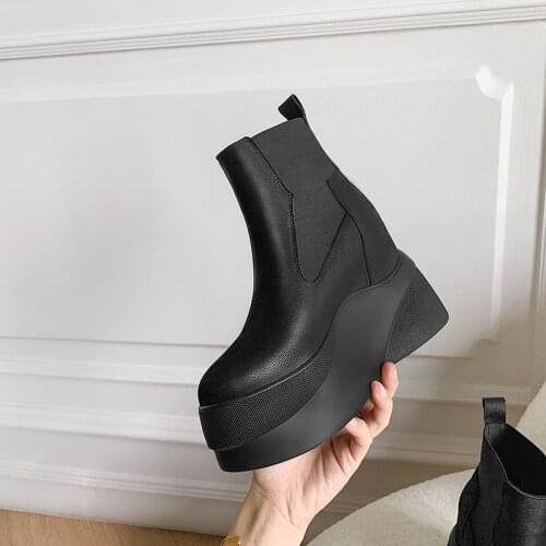 New Winter women shoes natural Genuine leather boots ankle bottom of thick Warm fur Female boots 100% cowhide Chelsea snow boots