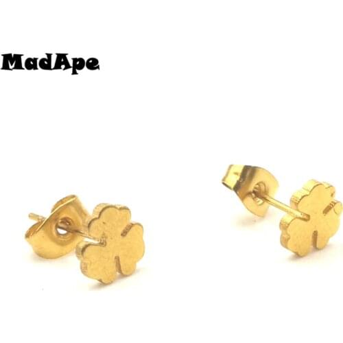 MadApe Hot Sale Classic Clover Earrings Stainless Steel Gold Color Women Stud Earrings Des Boucles D'oreilles Aretes Jewelry