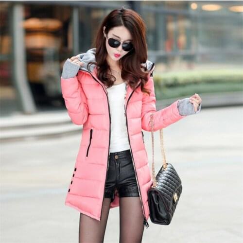 2021 Winter Women Jacket Long Hooded Cotton Padded Female Coat High Quality Warm Outwear Womens Parka Manteau Femme Hiver