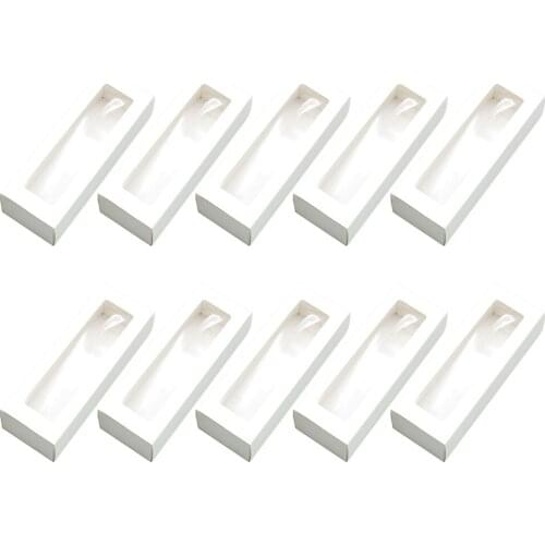 10pcs Macaron PVC Boxes with Clear Window Paper Packaging Box Cookie Containers for Home Dessert Shop (White Paper, Small)
