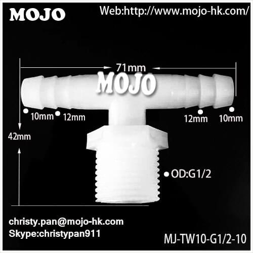 2020 Free shipping MJ-TW10-G1/2-10 Three way barbed type pipe fittings