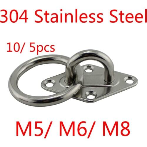 304 Stainless Steel M5/ M6/ M8 Heavy Duty Ring Eye Plate Strap Tie Down Ring Sun Shade Sail Hardware kit 10/ 5pcs