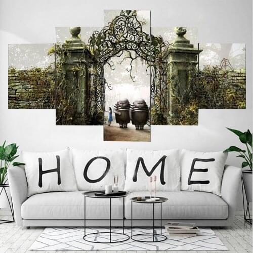 5 Pieces Wall Art Canvas Painting Scenery Poster Plant Gate Modern Home Decorative Bedroom Living Room Wall Frame Pictures