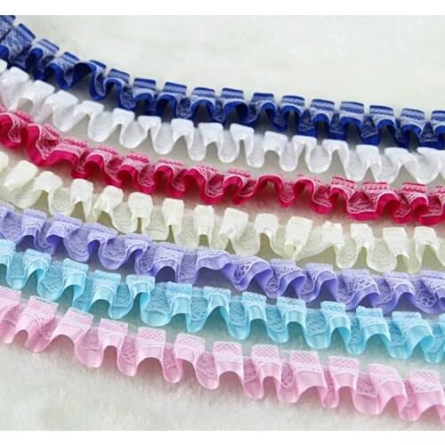5yards/Lot 25mm Satin Pleated Lace Ribbon DIY Crafts Fabric Doll Clothes Accessories Dress Apparel Curtain Decoration Lace Trim