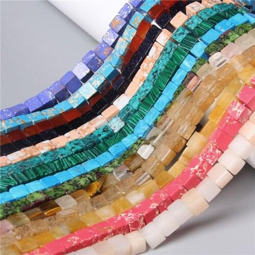8mm Natural Cube Stone Loose Spacer Beads Charm For Women Men Jewerlry Making Handmade Diy Bracelet Necklace Accessories 15"