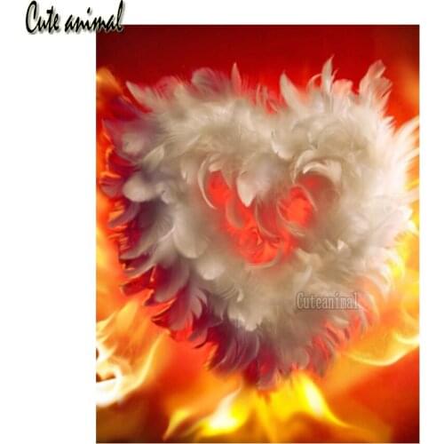 Love Feather Diamond Mosaic Cross Stitch Kits Fire 5D Diamond Painting Full Square Drill Home Decoration handmade Gift 2021 New