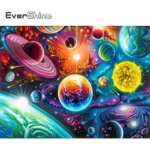 Evershine Diamond Embroidery Planet DIY Diamond Painting Universe Cross Stitch Landscape Full Square Round Mosaic Handmade Gift
