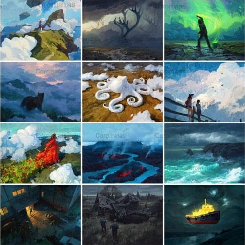 Diamond Painting Aurora Abstract Comic Sky 5D Diy Full Drill Embroidery Cross Stitch Handicraft Mosaic Rhinestone Kit Home Decor