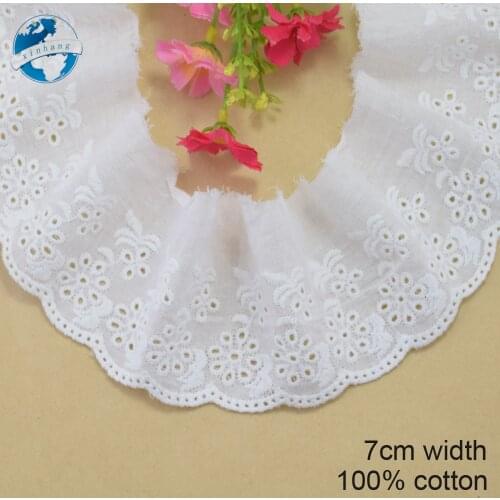 7cm white cotton embroid sewing ribbon guipure lace trim or fabric warp knitting DIY Garment Accessories free shipping#3696