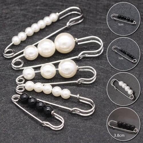 Beads Safety Pins Simulated Pearl Brooch Pin Jewelry Fashion Ornaments for Womens Scarf Coat Bag Garment Decoration Accessories