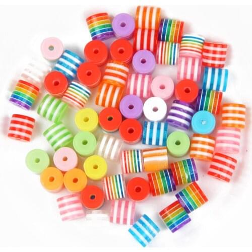 50PCS 8mm Mixed Color Beads Cylindrical Spaced Beads for Jewelry Making Bracelet DIY Necklac Supplies Handmade Resin Accessories