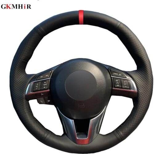 Car Steering Wheel Cover Black Artificial Leather Red Marker For Mazda CX-5 CX5 Atenza 2014 New Mazda 3 CX-3 2016 Scion iA 2016