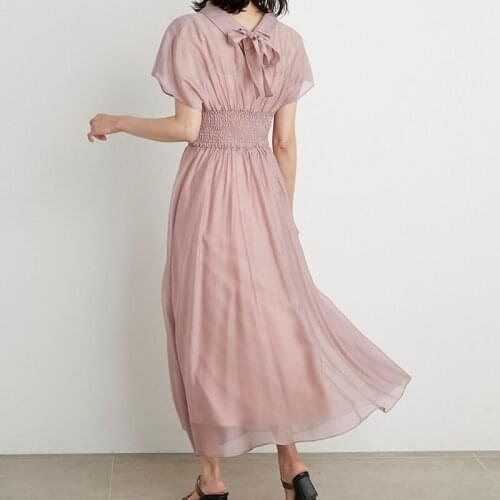 Ruffles Short Sleeve Slim A-line Long Dresses for Women Temperament Lace Up O-neck Robe Femme Japanese Elegant Vestido Feminino