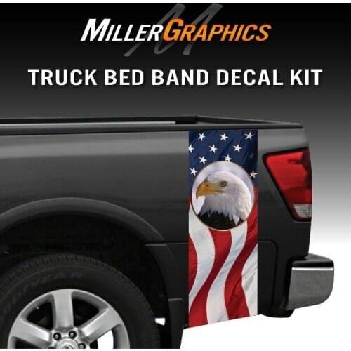 For x2 American Flag Bald Eagle Truck Bed Band Decal Graphic Sticker Kit