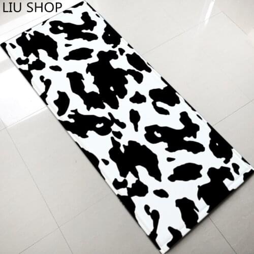 LIU flannel Black and white cow mat hallway striped personalized trend design floor mat door kitchen carpet bedroom bathroom rug