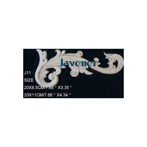 J11- 20x8.5x1cm Wood Carved Corner Onlay Applique Unpainted Frame Door Decal Working carpenter Flower