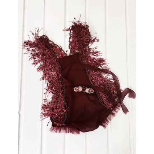 FOCUSNORM 0-24M Princess Baby Girls Rompers Ruffles Sleeveless Solid Floral Tassel Backless Jumpsuits