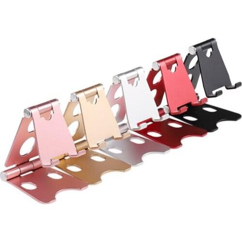 Kphrtek 1pc Mini Aluminium Alloy Foldable Desktop Holder for Phone Tablet 270 Degree Rotation Adjustable Stable Mobile Stand