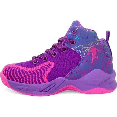 Boys Shoes Jordan Basketball Shoes Children Size Five and A Half High Top Mesh Breathable Cushioning Basketball Sneakers Outdoor