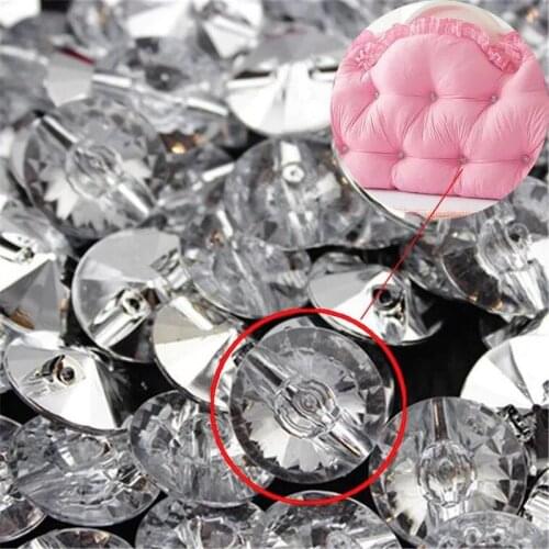 18/20mm Clear White Crystal Buttons Sewing Rhinestones Round Acrylic Button Sew On Strass Crystals Point Stones for Clothing