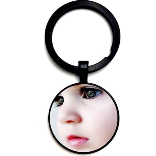 Custom Photo Glass Round Keychain Personali Parent Siblings Children Art Photo Private Handmade Family Keychain Gift