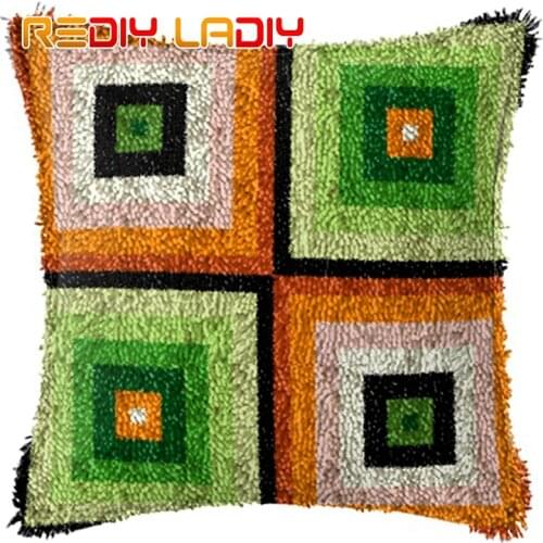 Latch Hook Cushion Kits Mandala Pillow Case Crochet Art & Crafts Acrylic Yarn for Embroidery Sofa Bed Cushion Cover Home Decor