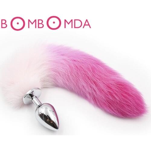 Fox Tail Metal Anal Plug Tail Butt Plug With Gradient Color Adult Toys Anal Sex Toys For Woman