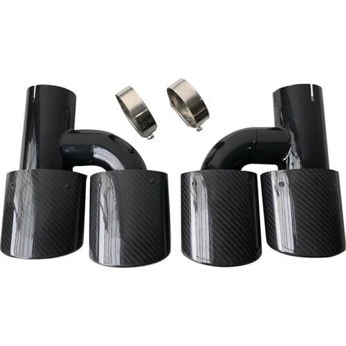 Car exhaust modified H-shaped shiny carbon fiber tail throat oval four air outlet silencer for BMW E34E36E90 tail nozzle