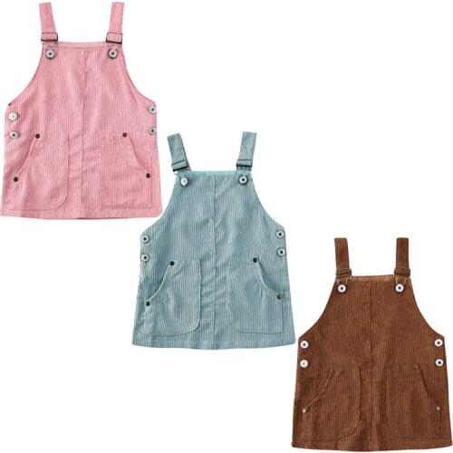2020 New 0-5 Years Toddler Kids Baby Girls Dress Sleeveless Retro Mini Strap Dress Suspenders Overalls Clothes
